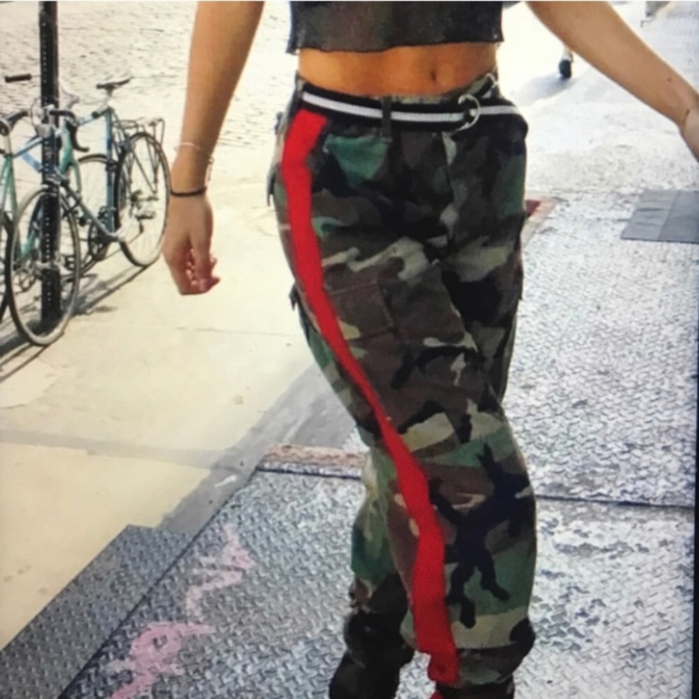 Lf Camo Pants with Side Red Stripe